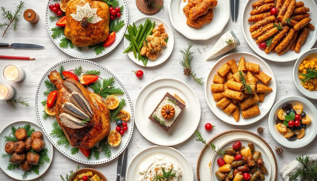 Assortment of dietary-friendly Christmas dishes
