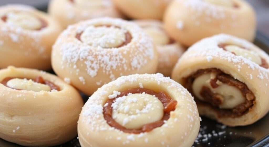 Create an image of a plate of Hungarian Nut Rolls