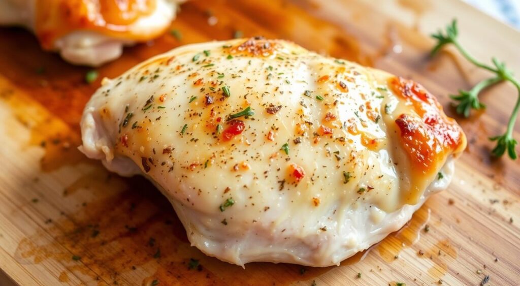 Image of a perfectly baked chicken breast with a simple seasoning blend