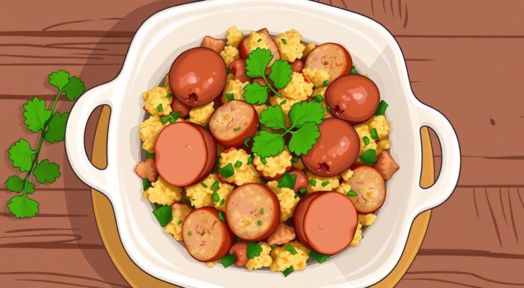 Image of a savory sausage stuffing dish