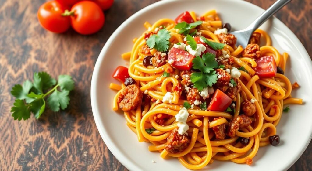 one pot taco pasta recipe image