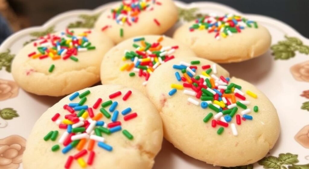 Gluten-free sugar cookies decorated with festive sprinkles