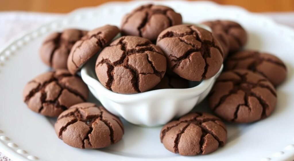 Image of a plate of healthy chocolate crinkle cookies