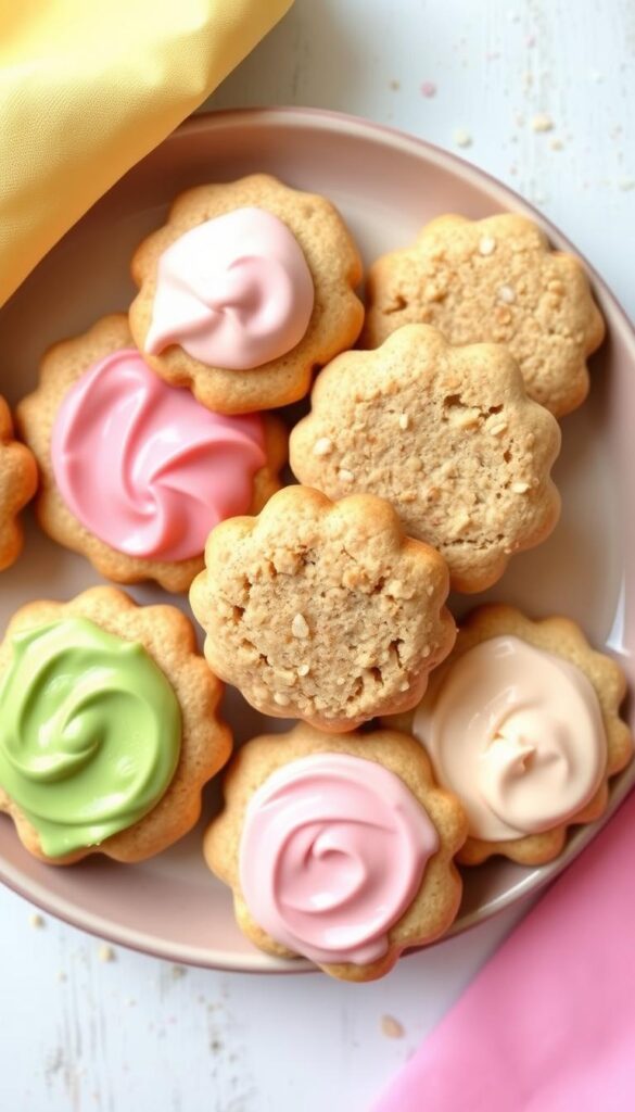 Image of a plate of healthy sugar cookies made with whole wheat flour and decorated with natural frosting.
